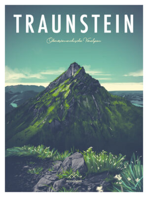 Traunstein Salzkammergut Illustration Poster