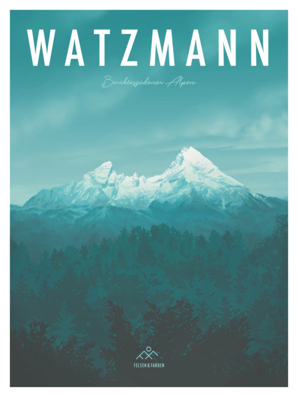 Watzmann Illustration Retro Poster